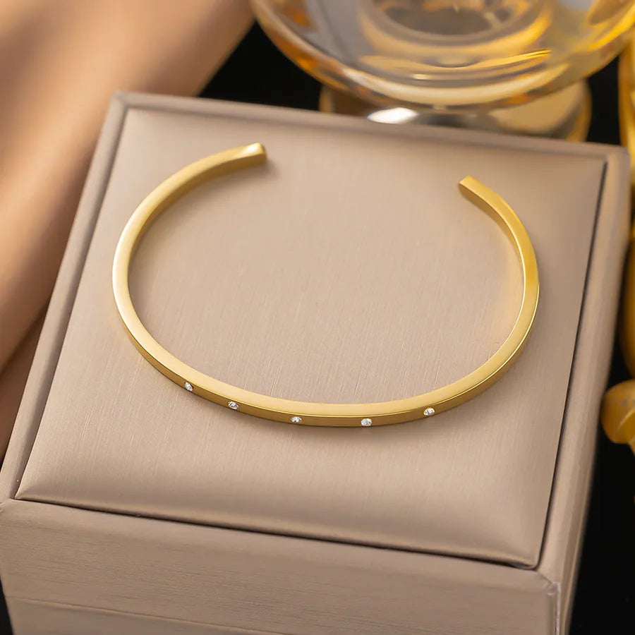 Elegant Simple Style Geometric 304 Stainless Steel Paperclip Chain cable chain Bracelets In Bulk