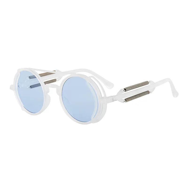 classic style solid color ac round frame full frame men's sunglasses