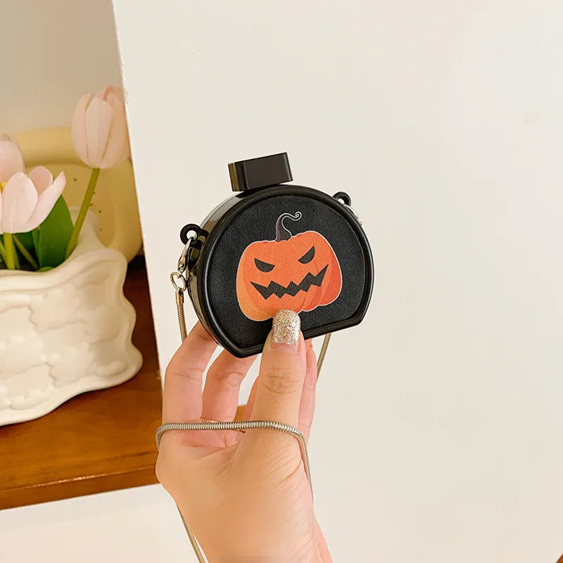 Mini Halloween Ghost Cartoon Shoulder Bag Women's Crossbody Bag Shell Shape PVC Lock Buckle Closure Fashion Print Chain