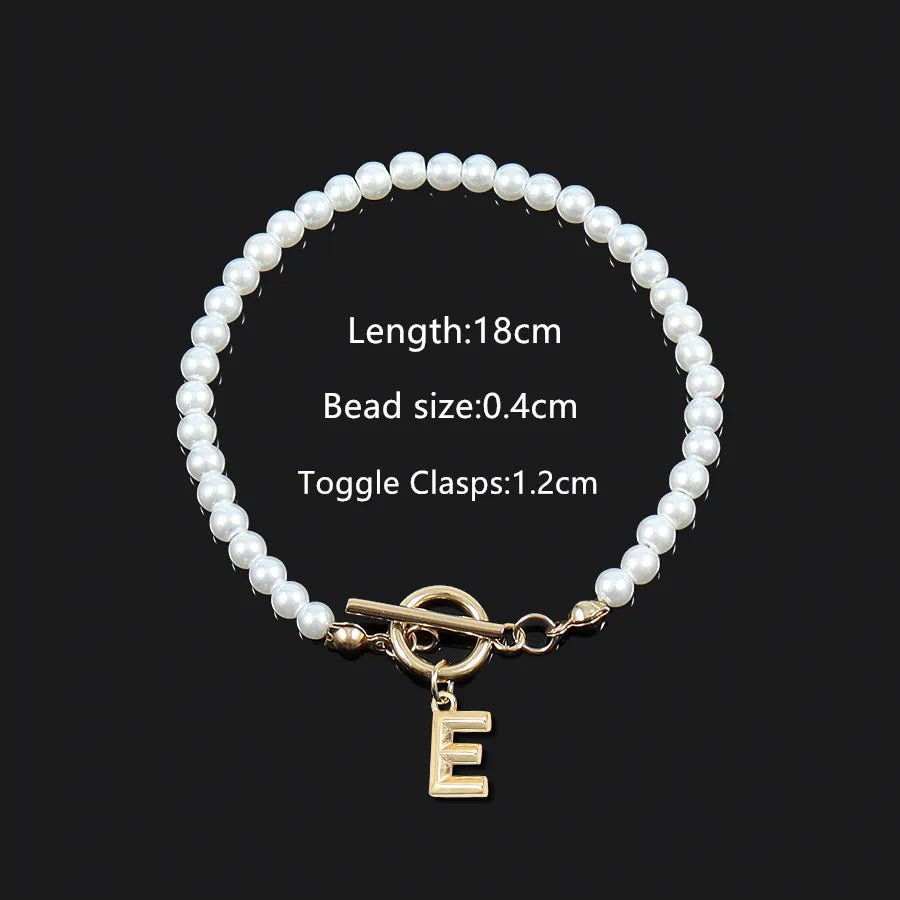 Elegant Vintage Style Classic Style Letter 304 Stainless Steel Artificial Pearl Beaded Chain Beaded Bracelets Wholesale