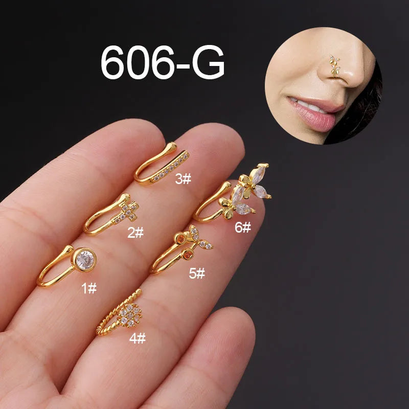 Nose Rings & Studs Fashion Butterfly Copper Plating