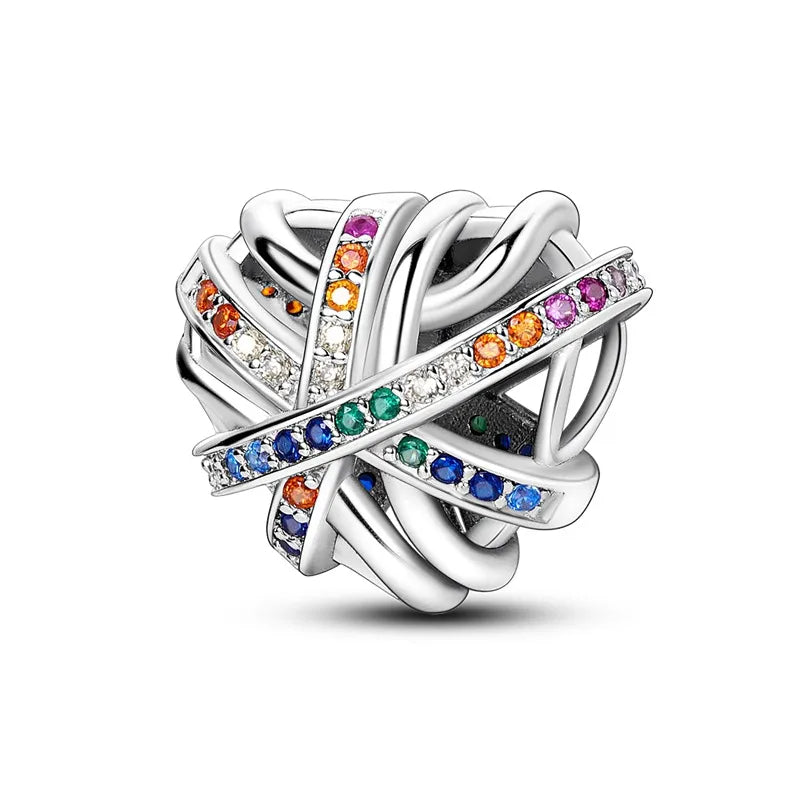 Amazon Hot Sale Original Cool Copper Plating S925 Silver Color Zirconium Heart-Shaped Beaded Charm Bracelet Necklace Cross-Border Wholesale
