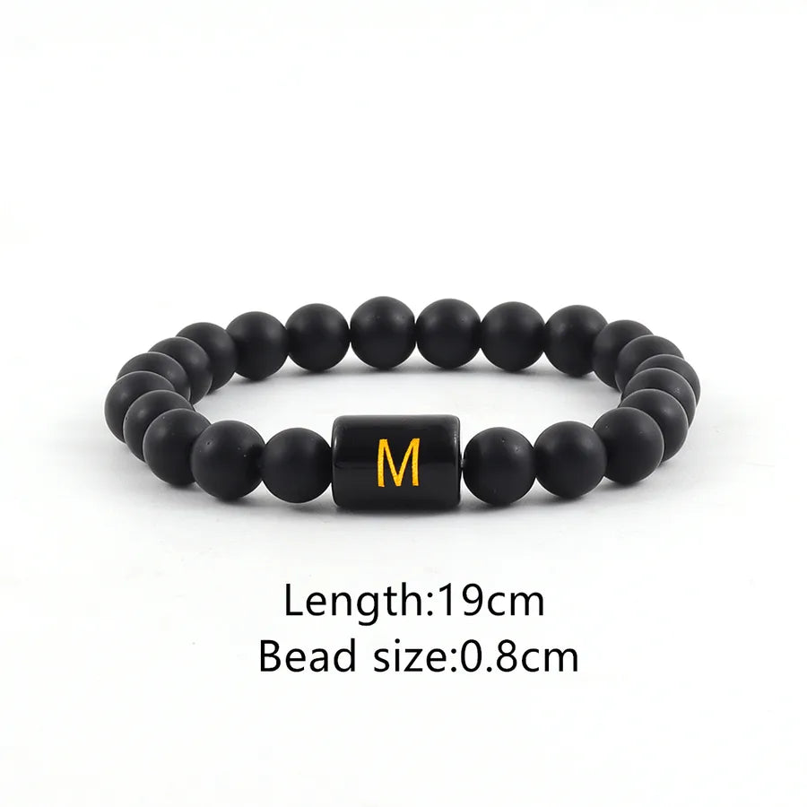 Elegant Vintage Style Simple Style Letter Glass Stone Men's Bracelets Men Beaded Bracelets