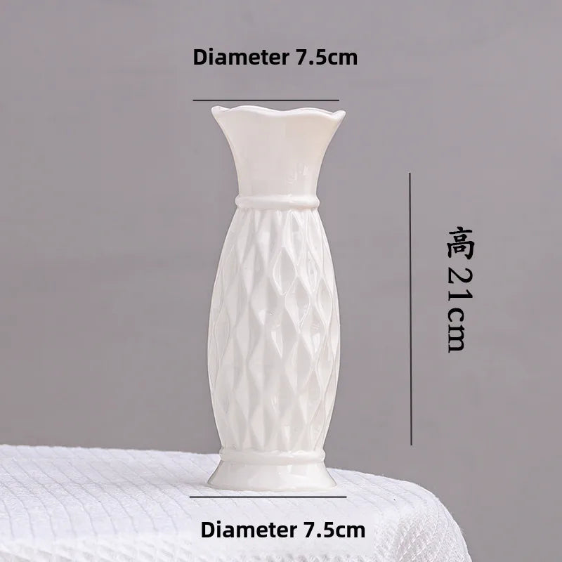 Simple Modern Star Ceramic Vase Ornaments Living Room White Porcelain Fresh Dried Flower Creative Ceramic Flower Set