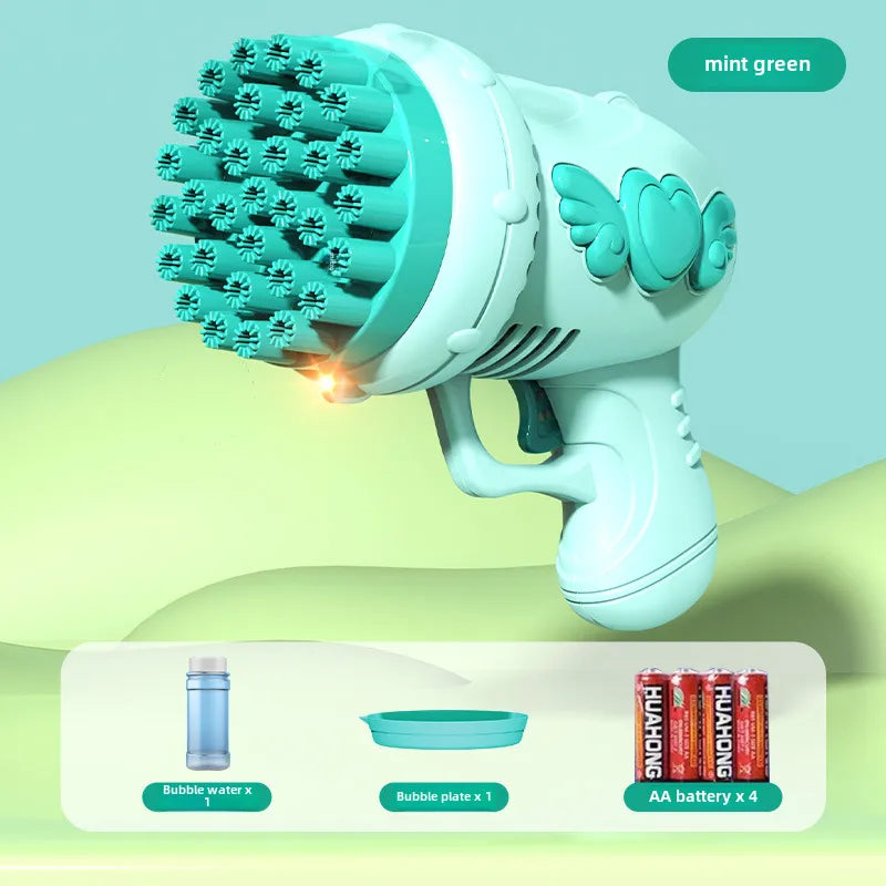 Shake the same 69-hole electric bubble machine children's toys handheld Gatling rocket launcher 32-hole bubble gun wholesale