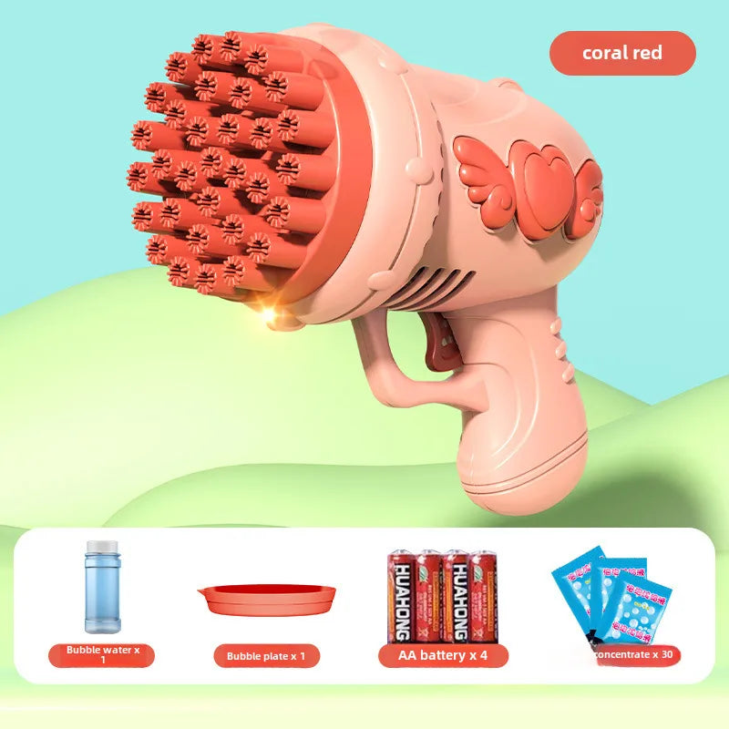 Shake the same 69-hole electric bubble machine children's toys handheld Gatling rocket launcher 32-hole bubble gun wholesale