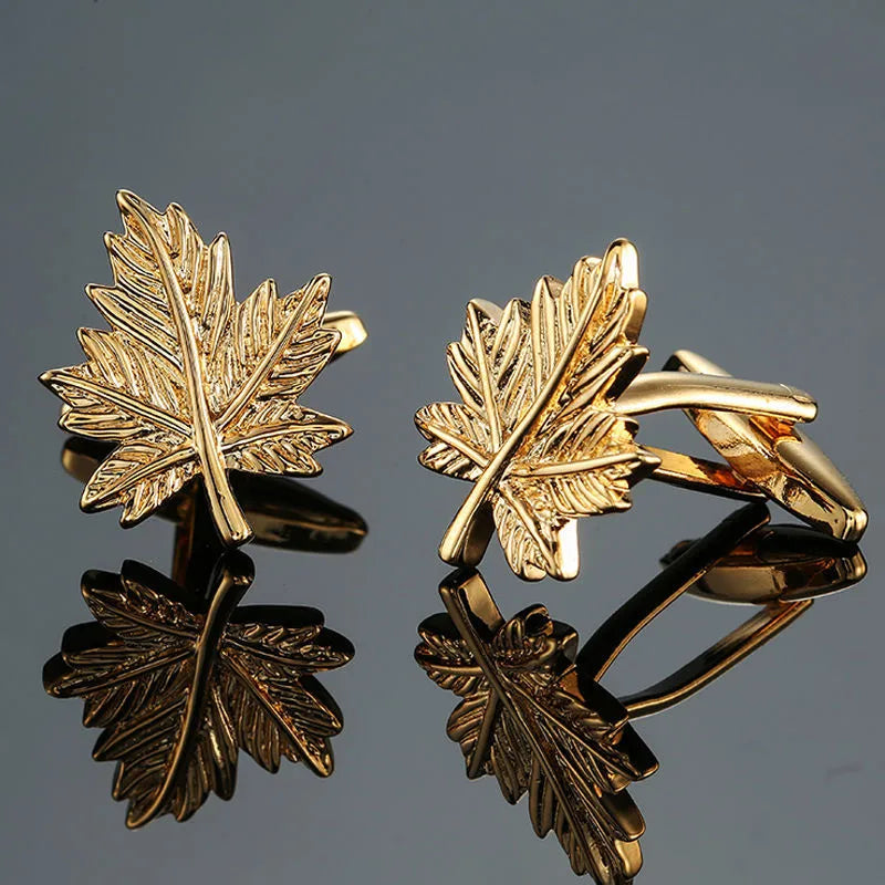 simple style leaf flower copper plating unisex cufflinks 1 pair