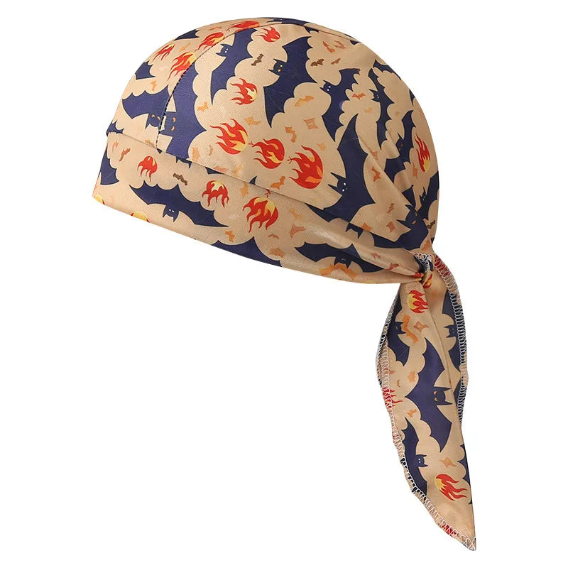 Fashionable Pirate Hat Headscarf Combo For Outdoor Sports And Halloween Party Unique Asymmetric Satin Design Chinese Style Hip Hop