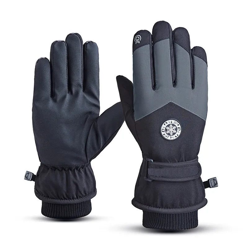 Men's and women's winter ski gloves cotton adult waterproof thickened mountaineering riding warm gloves outdoor snow five finger gloves