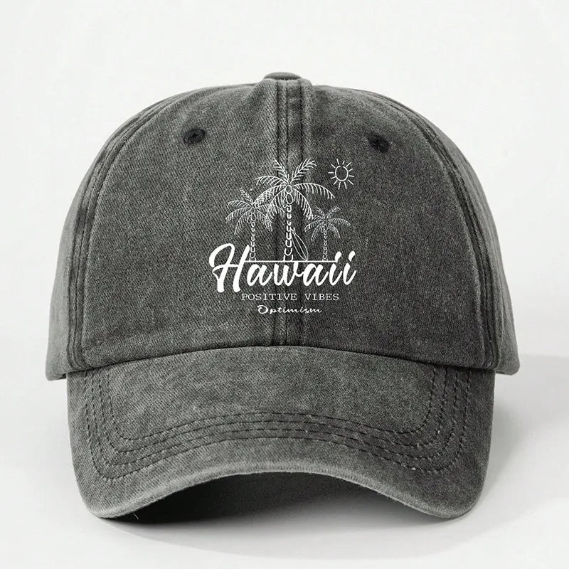 Unisex Elegant Lady Streetwear Letter Coconut Tree Curved Eaves Baseball Cap