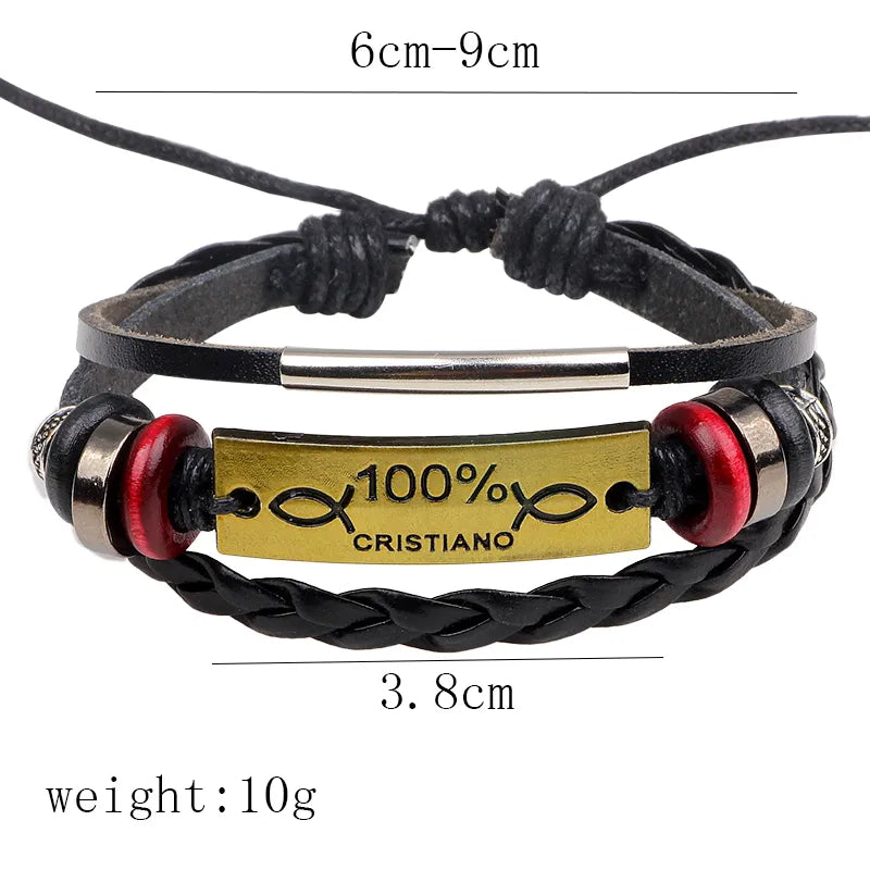 retro cross pu leather alloy braid unisex bracelets