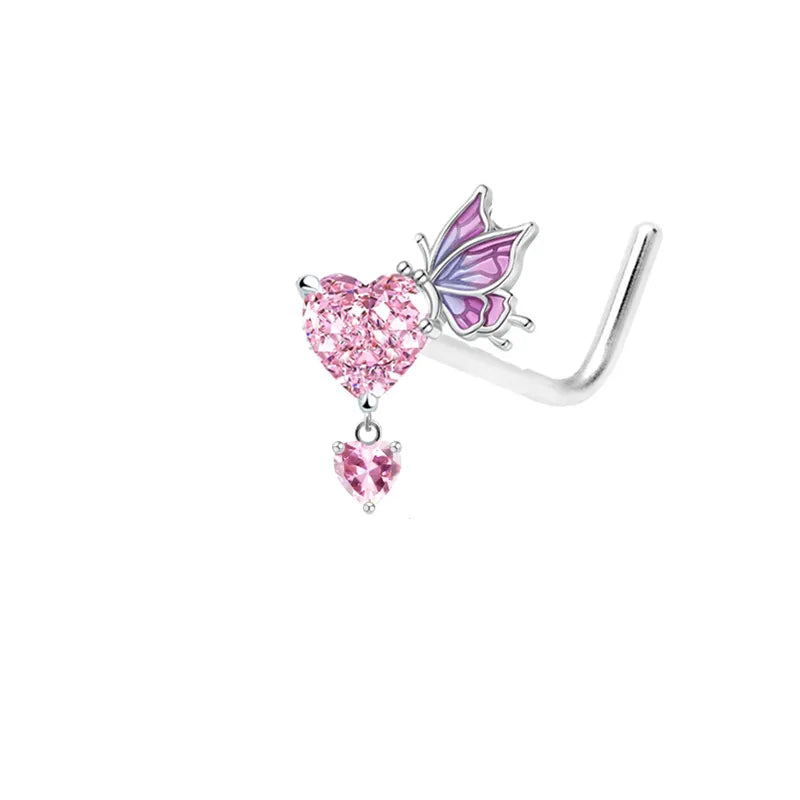 cute sexy animal heart shape stainless steel alloy copper asymmetrical plating inlay zircon 14k gold plated 18k gold plated silver plated cartilage earrings belly ring nose ring