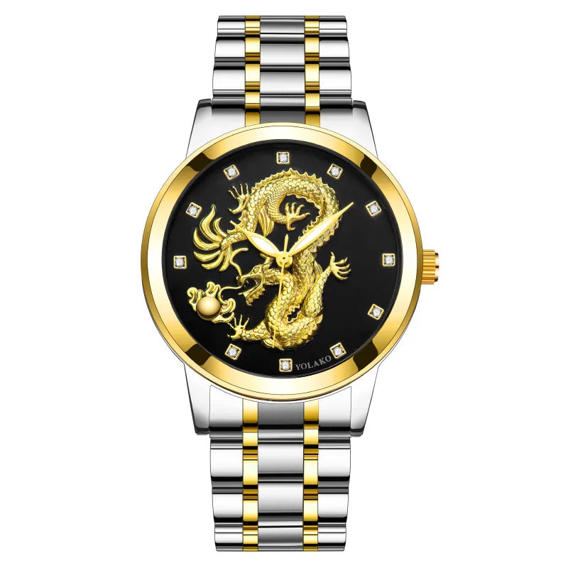 fashion dragon single folding buckle quartz men's watches