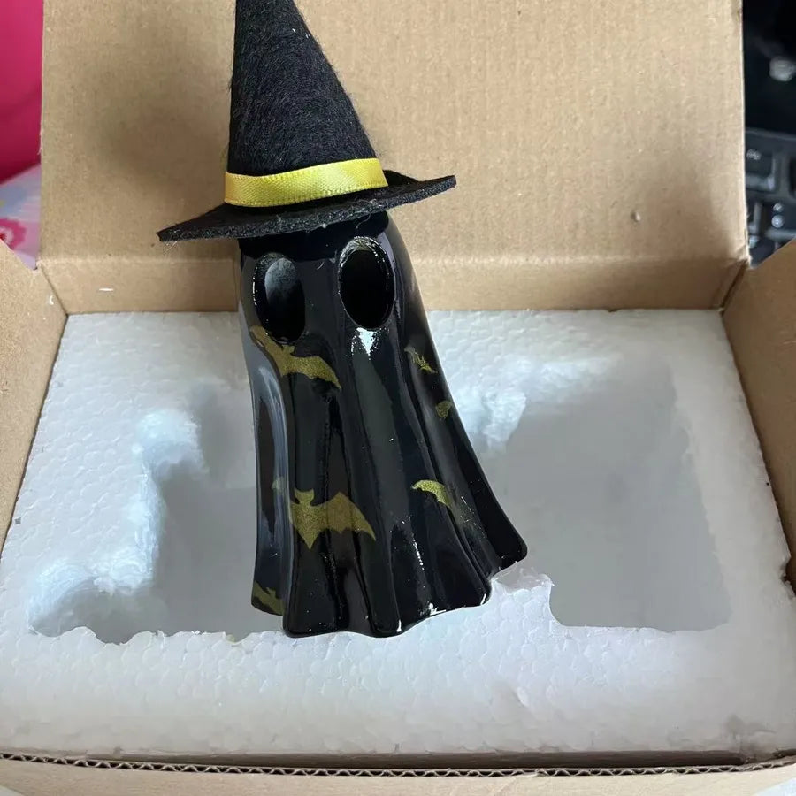 Ghost Lamp Resin Decoration Halloween Witch Hat Ghost Decor Home Ornaments American Style Synthetic Resin Crafts