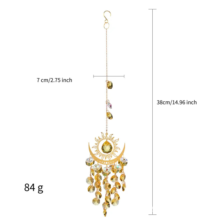 Simple Style Geometric Sun Moon Crystal Suncatcher Wind Chime Wall Art