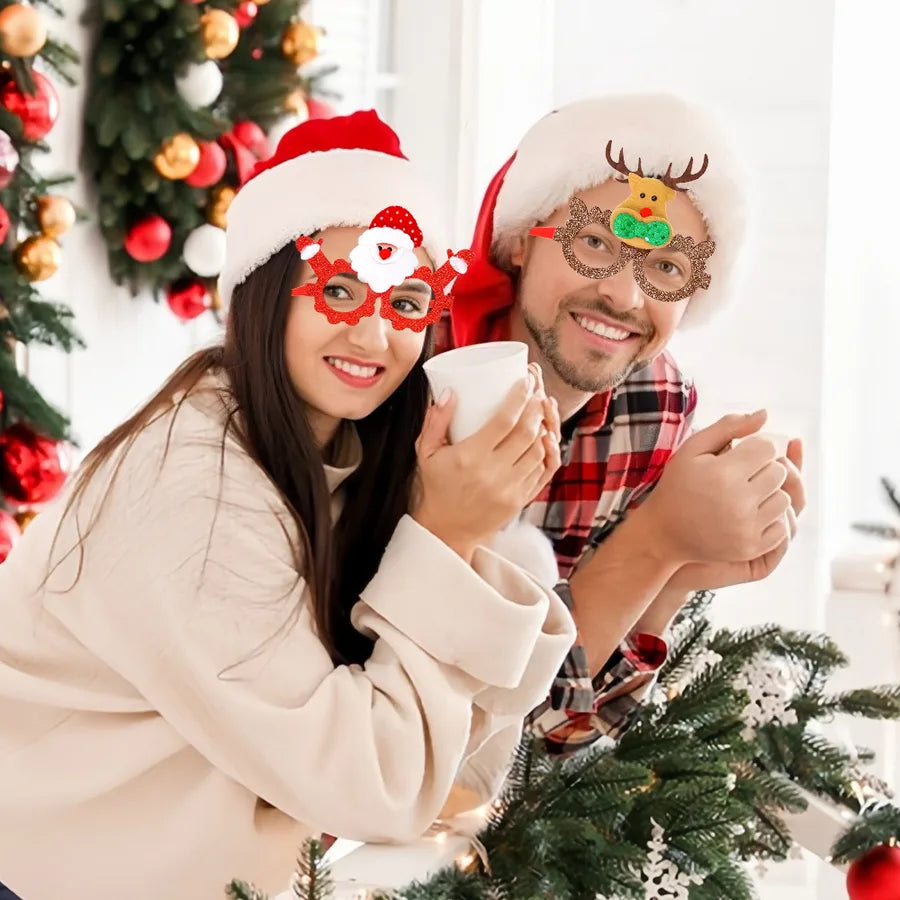 Christmas New Year Cartoon Style Santa Claus Letter Number Plastic Nonwoven Party Festival Glasses