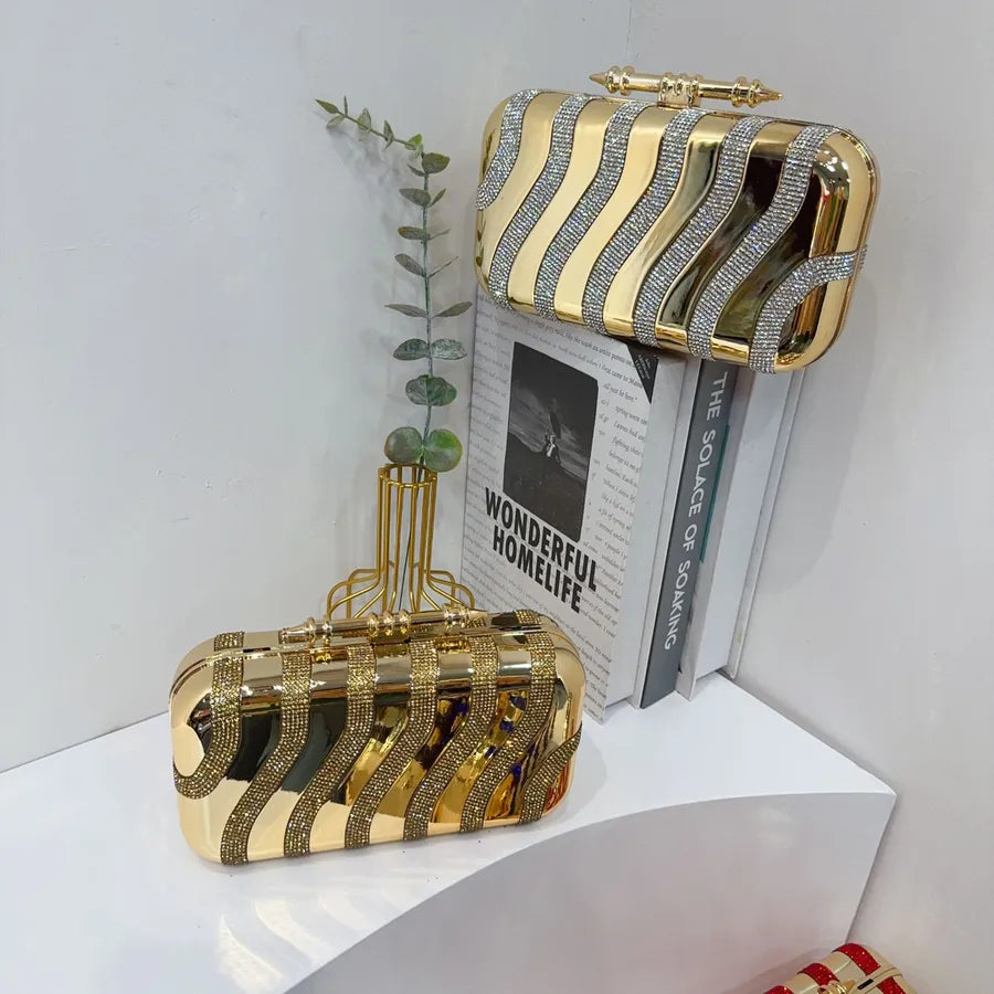 Striped Sequin Acrylic Bag Dinner Bag Fashionable Sequins Clutch Cheongsam Formal Dress Evening Bag