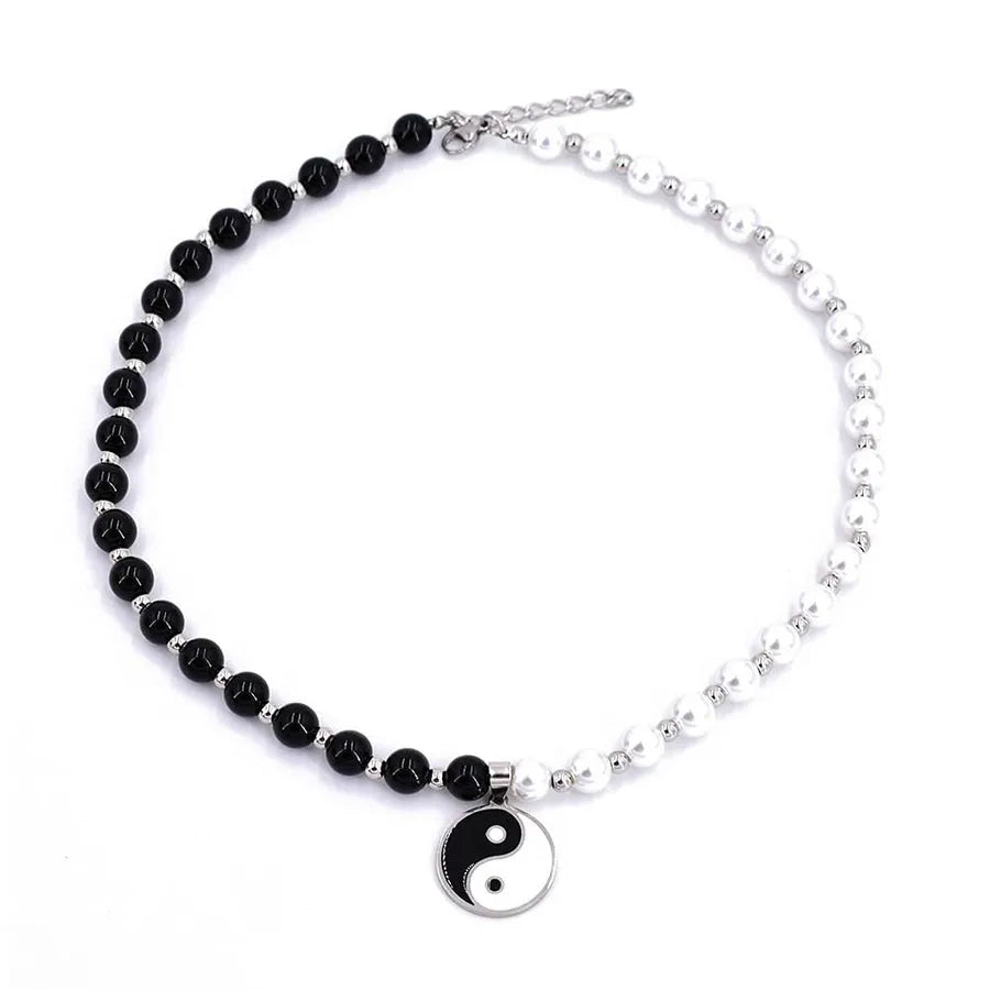 Classical Simple Style Color Block Alloy obsidian Beaded Chain Beaded Necklaces Wholesale