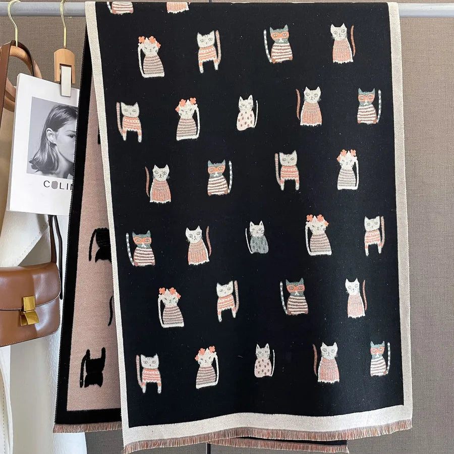 Women's Basic Color Block Imitation cashmere Printing Scarf