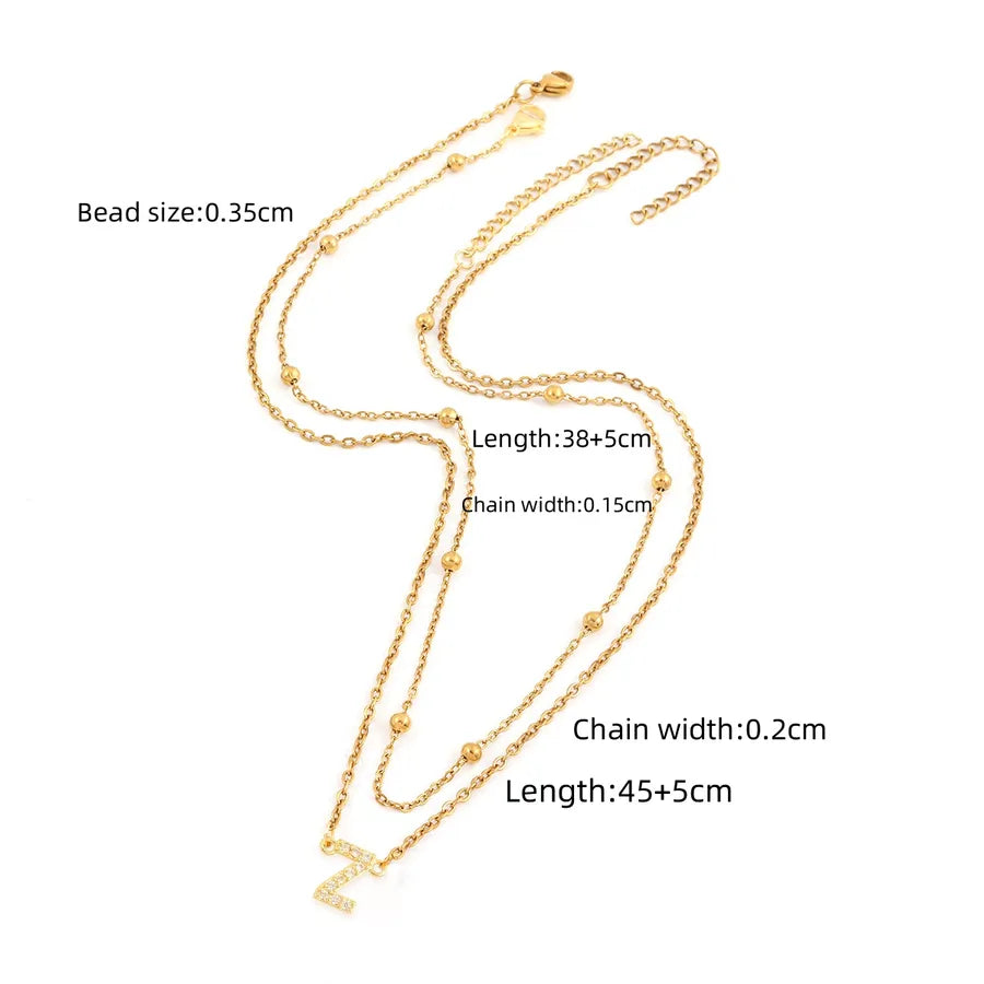 Wholesale Jewelry Simple Style Classic Style Letter 201 Stainless Steel Copper ball chain cable chain Pendant Necklace