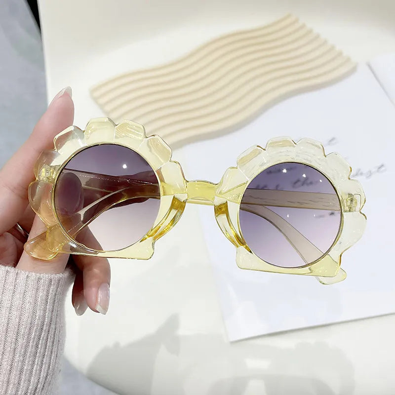 Cute Sweet Solid Color PC Special-Shaped Mirror Full Frame Kids Sunglasses