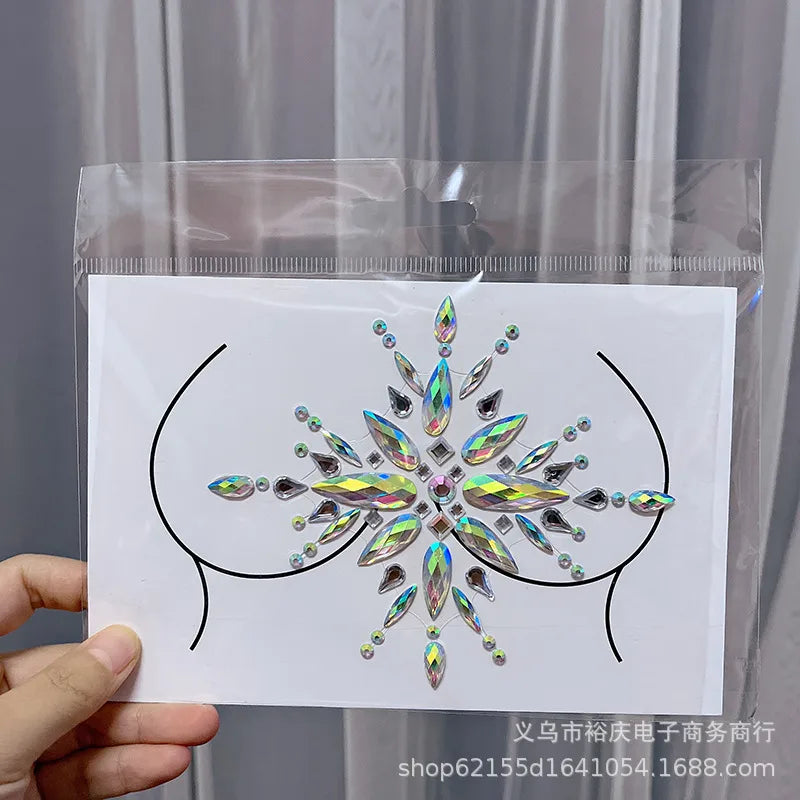 Halloween face stickers chest stickers body tattoo stickers resin acrylic Diamond stickers   tattoo stickers wholesale