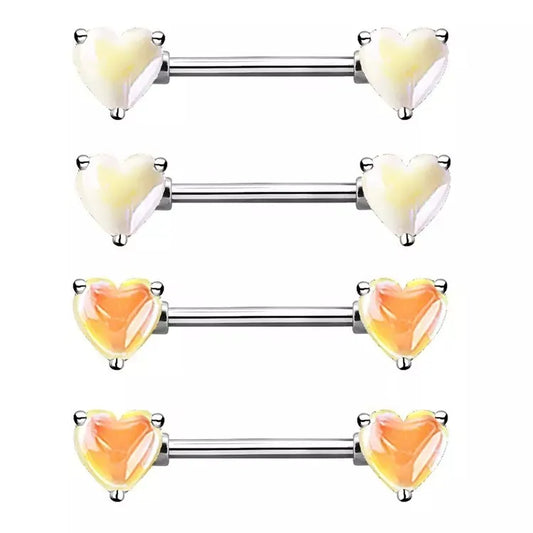 1 Piece Nipple Rings & Studs Sexy Heart Shape 316L Stainless Steel  Alloy Plating Inlay Acrylic White Gold Plated Nipple Rings & Studs