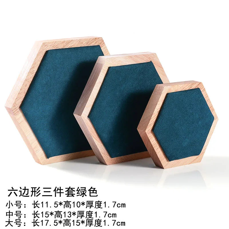 Jewelry Display Stand Earring Bracelet Necklace Ring Holder Wooden Hexagonal Structure Academic Style Crafted From Solid Wood
