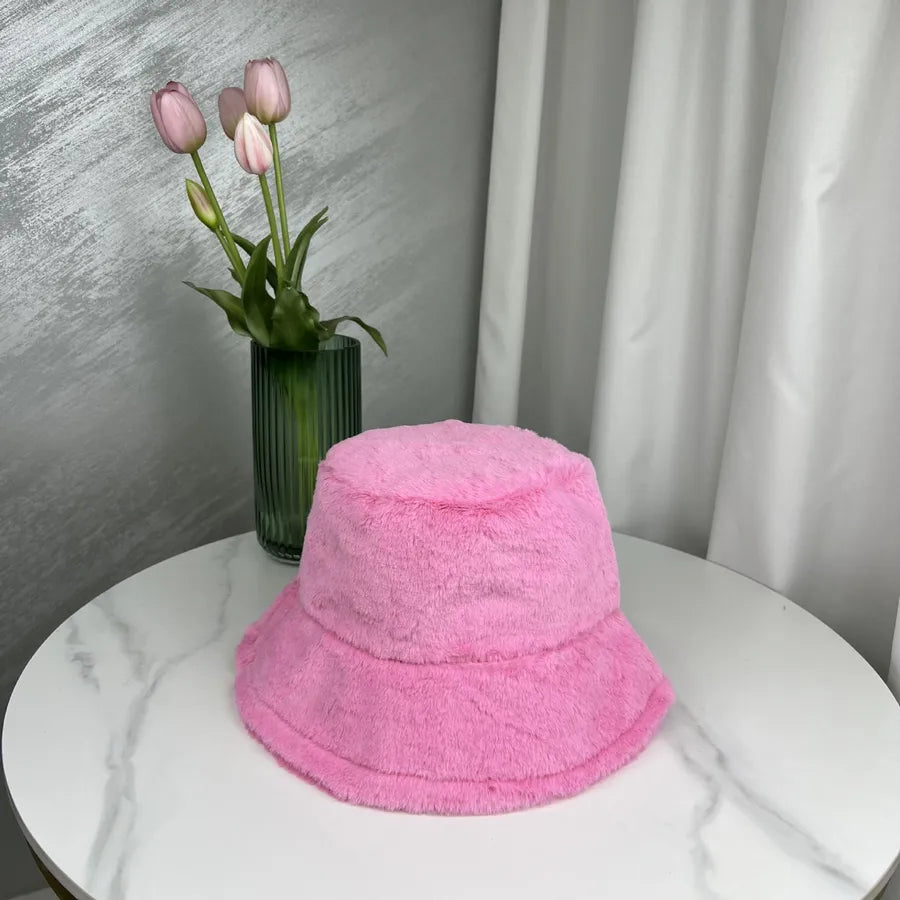 women's basic solid color curved eaves bucket hat
