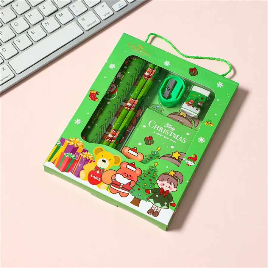 1 Set Cartoon School Christmas Wood Preppy Style Pencil