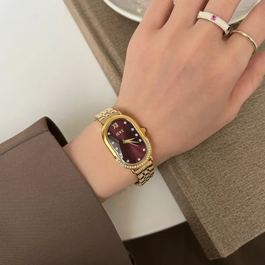 Casual Elegant Luxurious Oval Butterfly Double Snap Quartz Watch