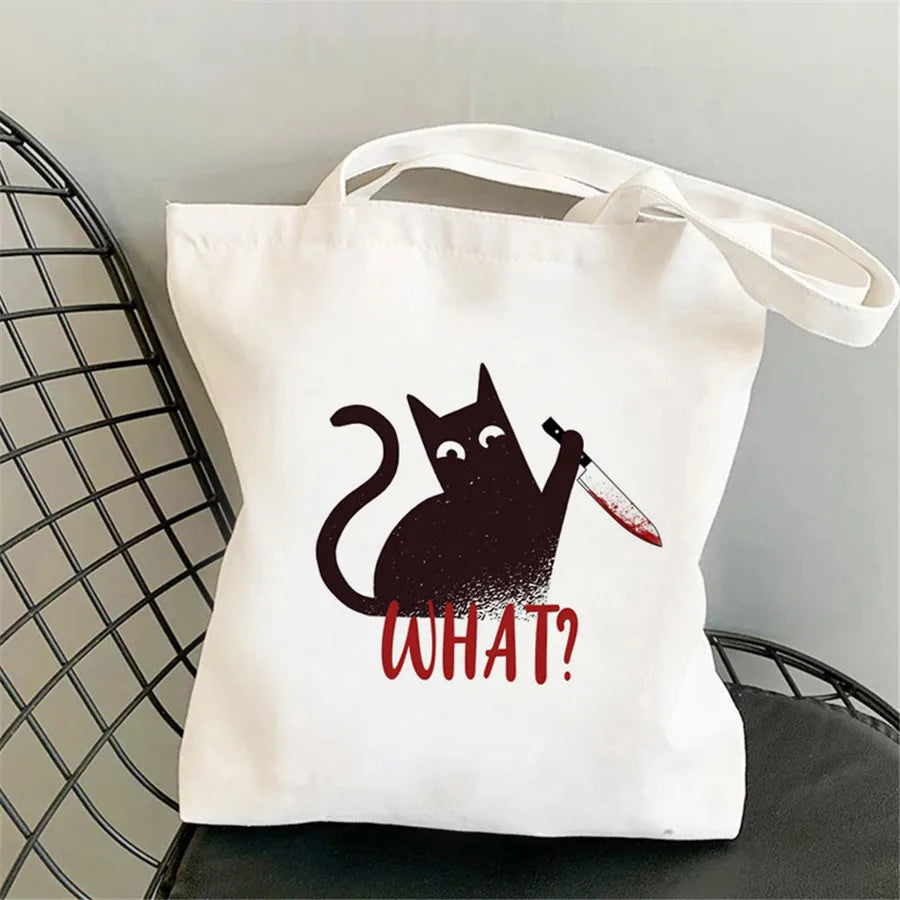 foreign trade Personification Cat printed canvas bag shoulder student fashion handbag in stock