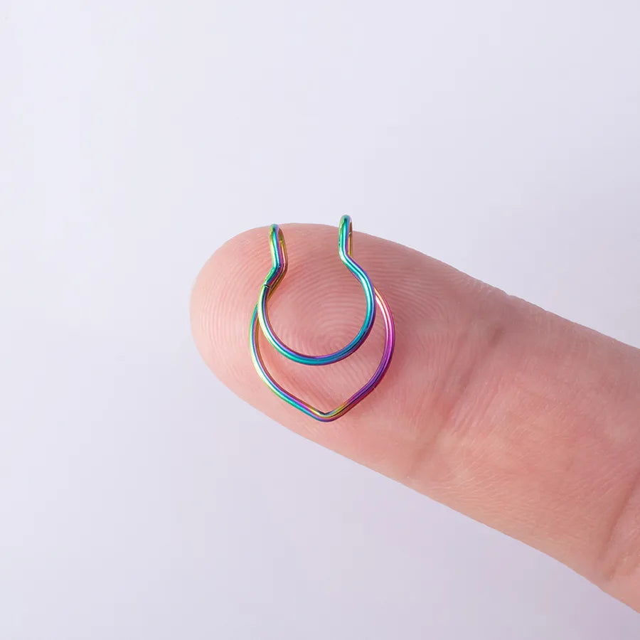 simple style solid color stainless steel nose ring 1 piece
