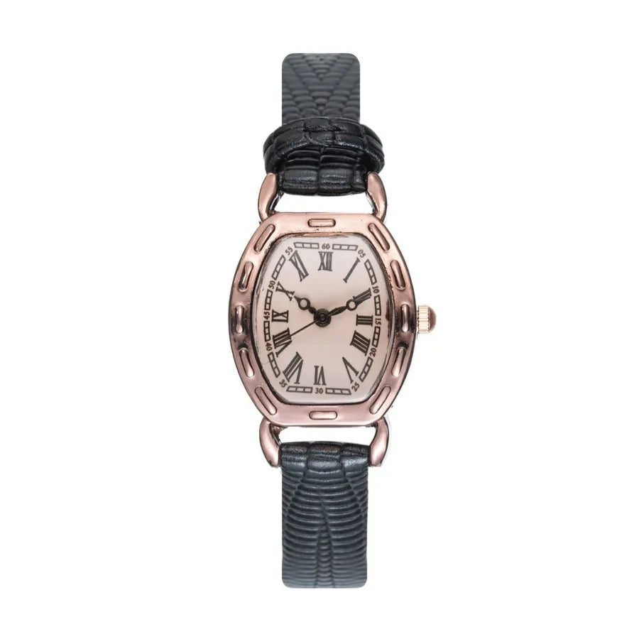 Retro Simple Style Solid Color Buckle Quartz Watch Women's Watches