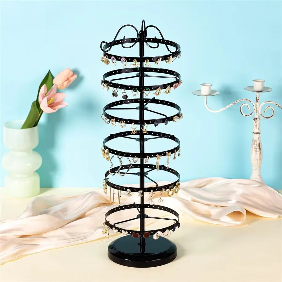 hot 5 Layer 220 Hole Earrings Metal Rotating Earrings Storage Box, Exquisite Jewelry Display Stand