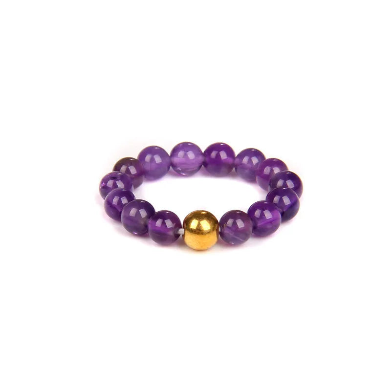retro solid color natural stone beaded rings 1 piece