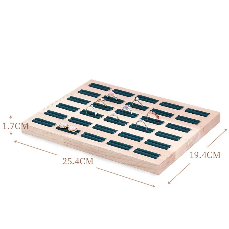 Elegant Wooden Jewelry Display Stand Ring Holder Multi-Functional Luxury Style Square Insert Plate Jewelry Accessory Showcase
