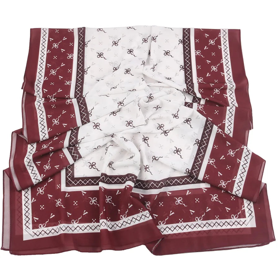 New High-grade Printed Satin Chiffon Scarf Malaysia Scarf Long Scarf Middle East Dubai Turban