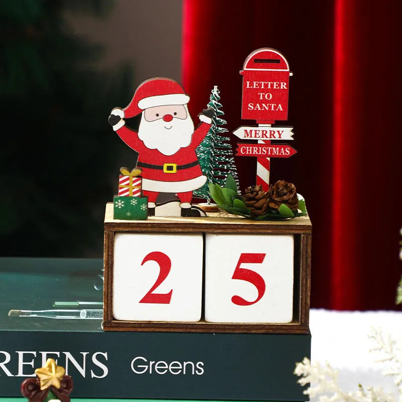 Christmas Wooden Pinecone Countdown Calendar Decorative Mailbox Countertop Ornaments Business Countryside New Style