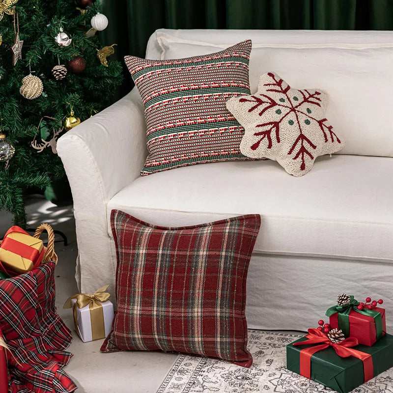 Christmas Snowflake Embroidery Pillowcase Bedroom Hotel Dormitory Decorative Cushion Cover Festive Cozy Home Decor Trend