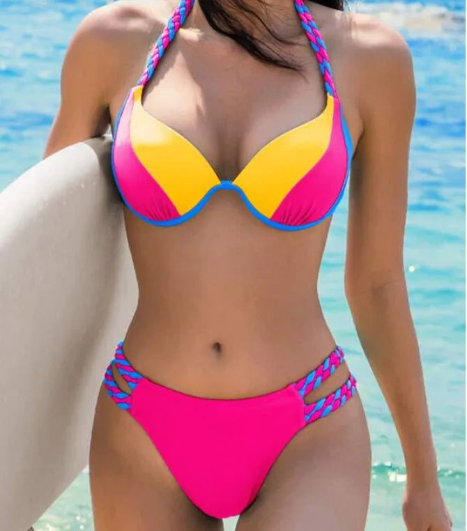 Women's Multicolor 2 Pieces Set Bikinis Swimwear