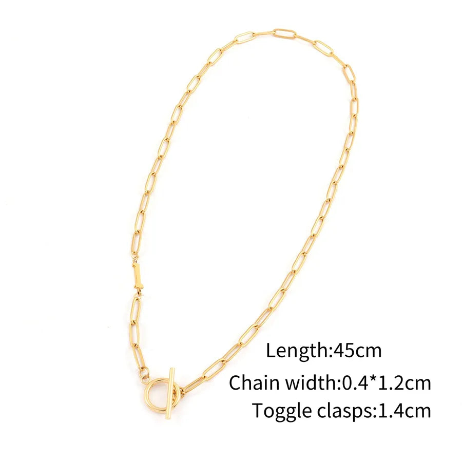 Wholesale Jewelry Elegant Simple Style Classic Style Letter 201 Stainless Steel 304 Stainless Steel Paperclip Chain Pendant Necklace