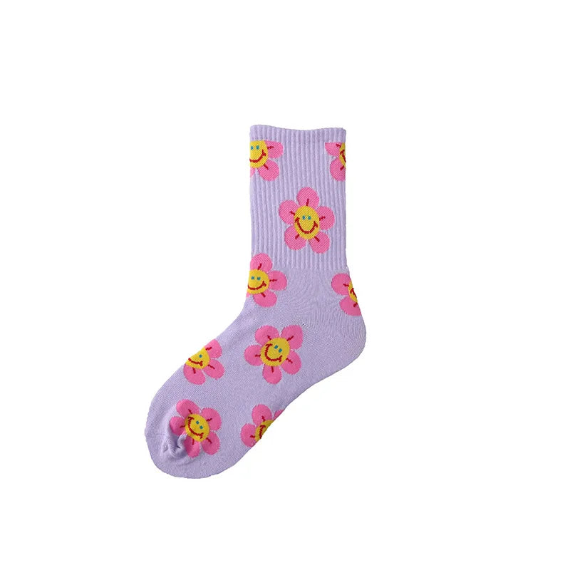 Women's Simple Style Color Block Cotton Crew Socks A Pair