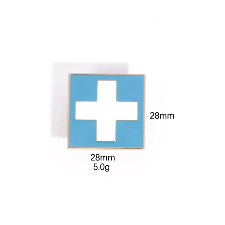 Nursing Day  Style Metal Lapel Pin Snowflake Design Emergency Ambulance Pattern Geometric Zinc Alloy Pin