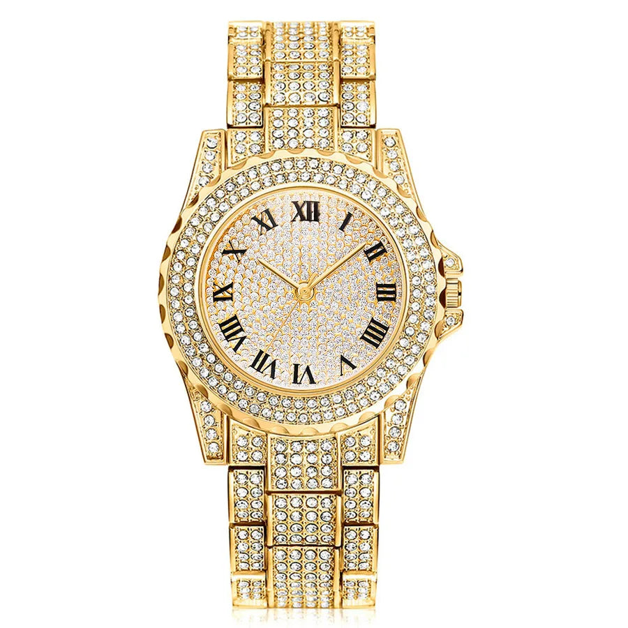 Shiny Solid Color Single Folding Buckle Quartz Women's Watches