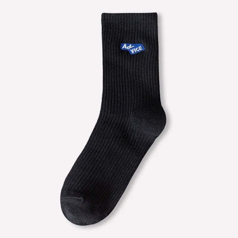 men's sports solid color cotton crew socks a pair