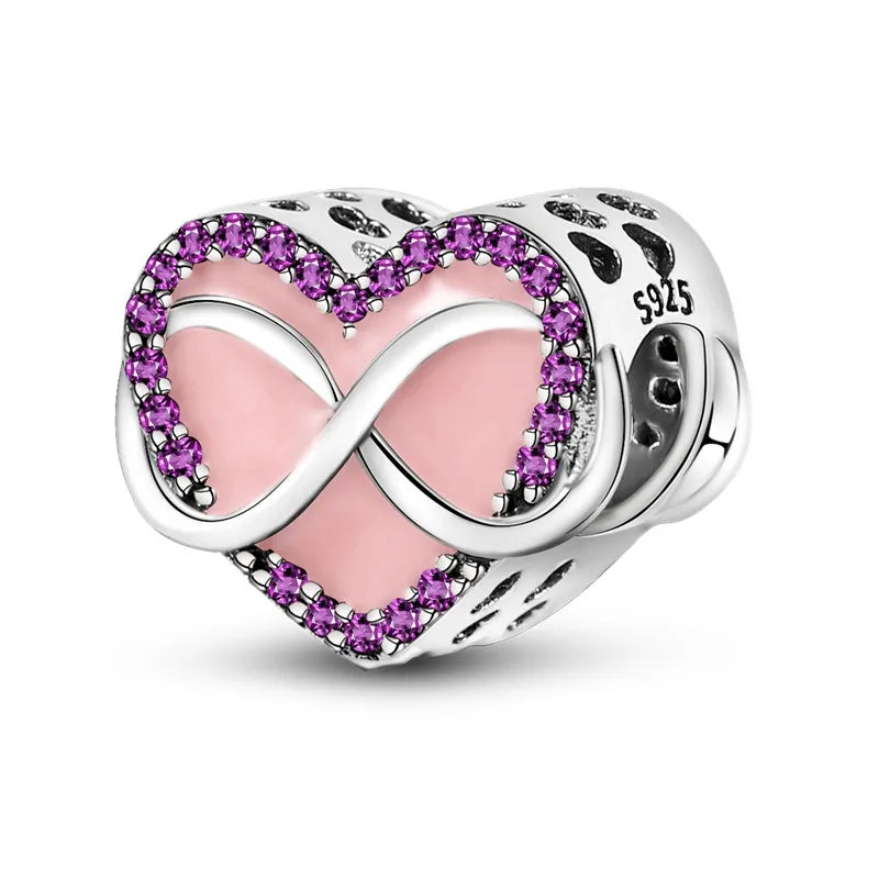 Amazon Hot Sale Original Cool Copper Plating S925 Silver Color Zirconium Heart-Shaped Beaded Charm Bracelet Necklace Cross-Border Wholesale