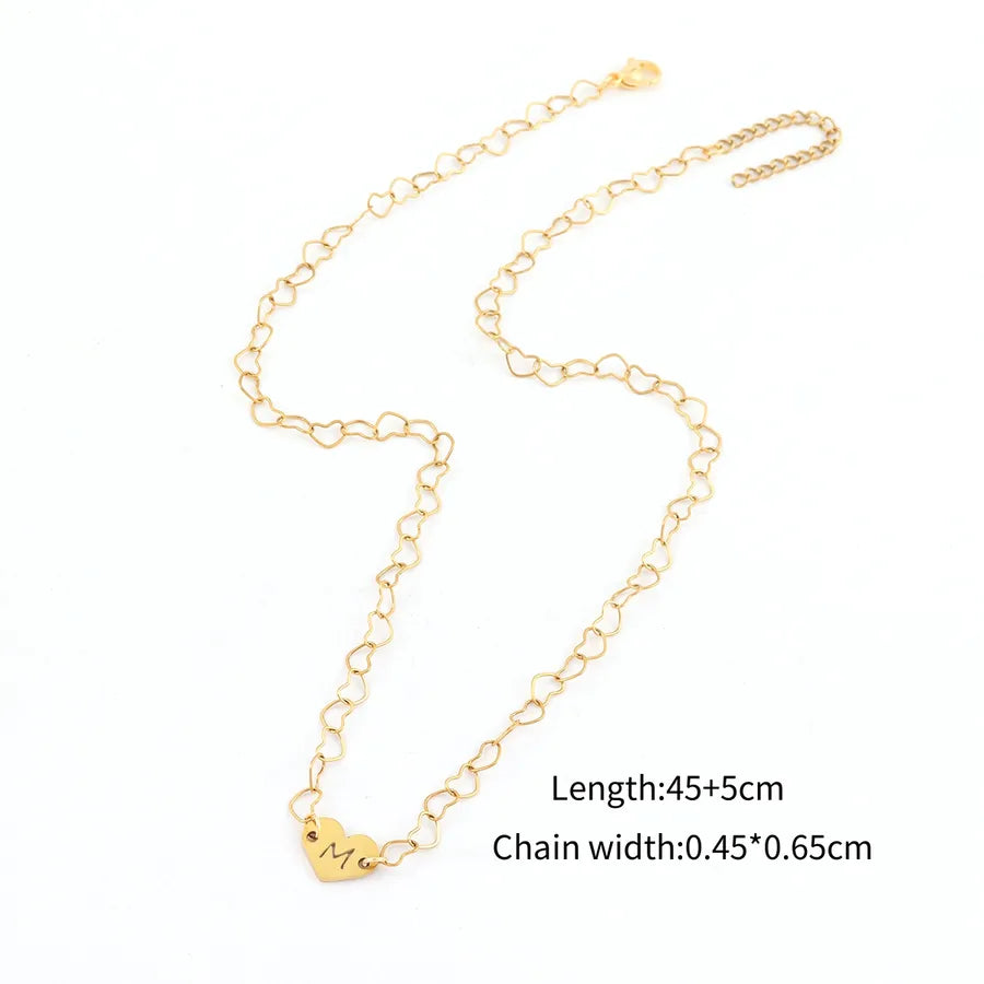 Wholesale Jewelry Elegant Simple Style Classic Style Letter Heart Shape 201 Stainless Steel 304 Stainless Steel Heart-Shaped Chain Pendant Necklace