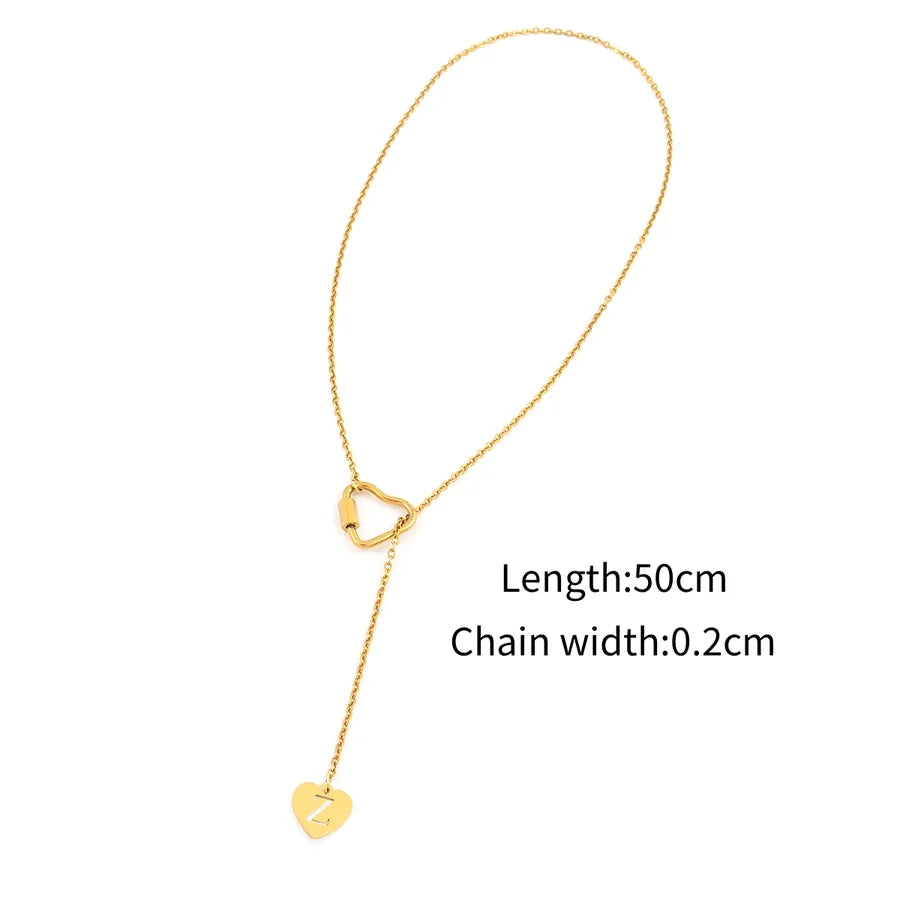 Wholesale Jewelry Elegant Simple Style Letter Heart Shape 201 Stainless Steel 304 Stainless Steel cable chain Pendant Necklace