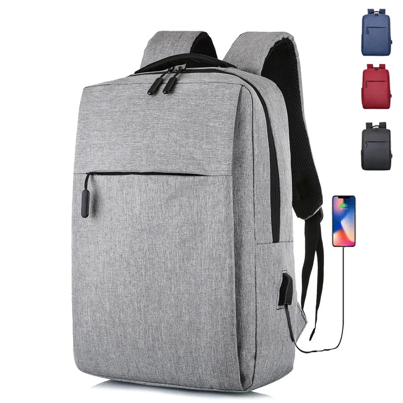 business solid color square zipper functional backpack
